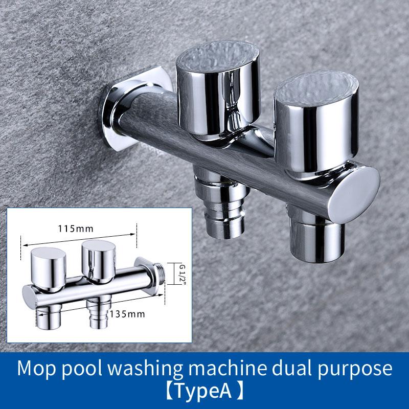 High Quality 2 Water Outlet Washing Machine Faucet Tap Double Spout Garden Outdoor Chrome Plated G1/2 Bathroom Sink Faucets