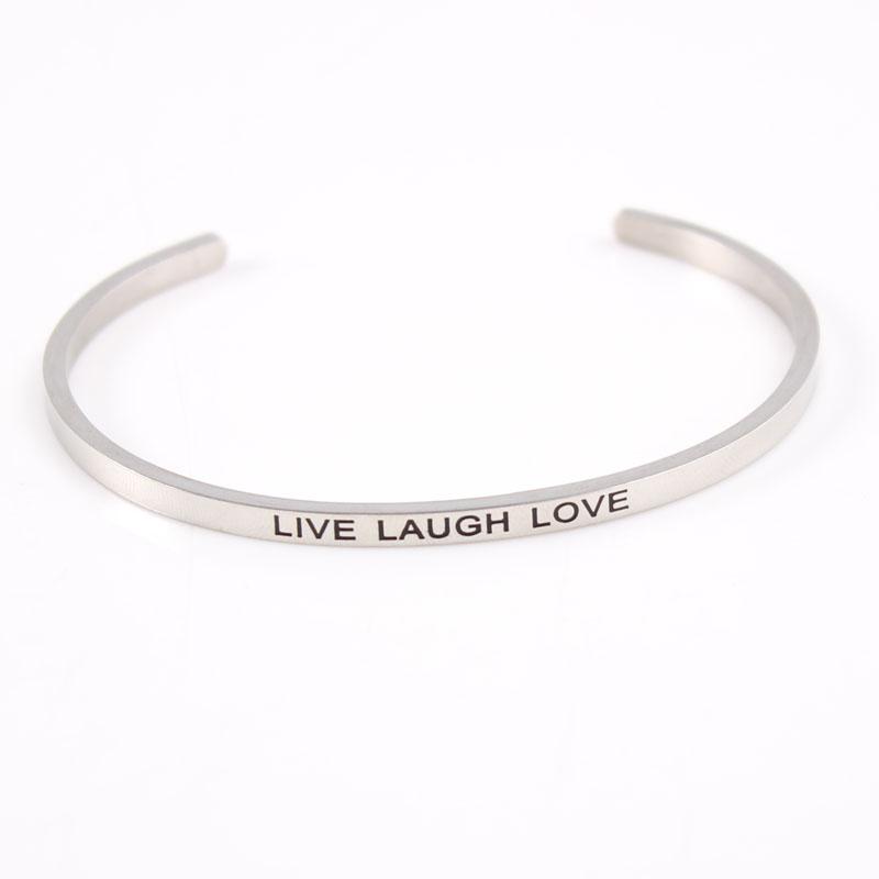 Bangle 316L Stainless Steel Inspirational Mantra Bracelet Engraved LIVE LAUGH LOVE Quote Hand Imprint Bracelets For Women Men
Bangle 316L Stainless Steel Inspirational Mantra Bracelet Engraved LIVE LAUGH LOVE Quote Hand Imprint Bracelets For Women Men