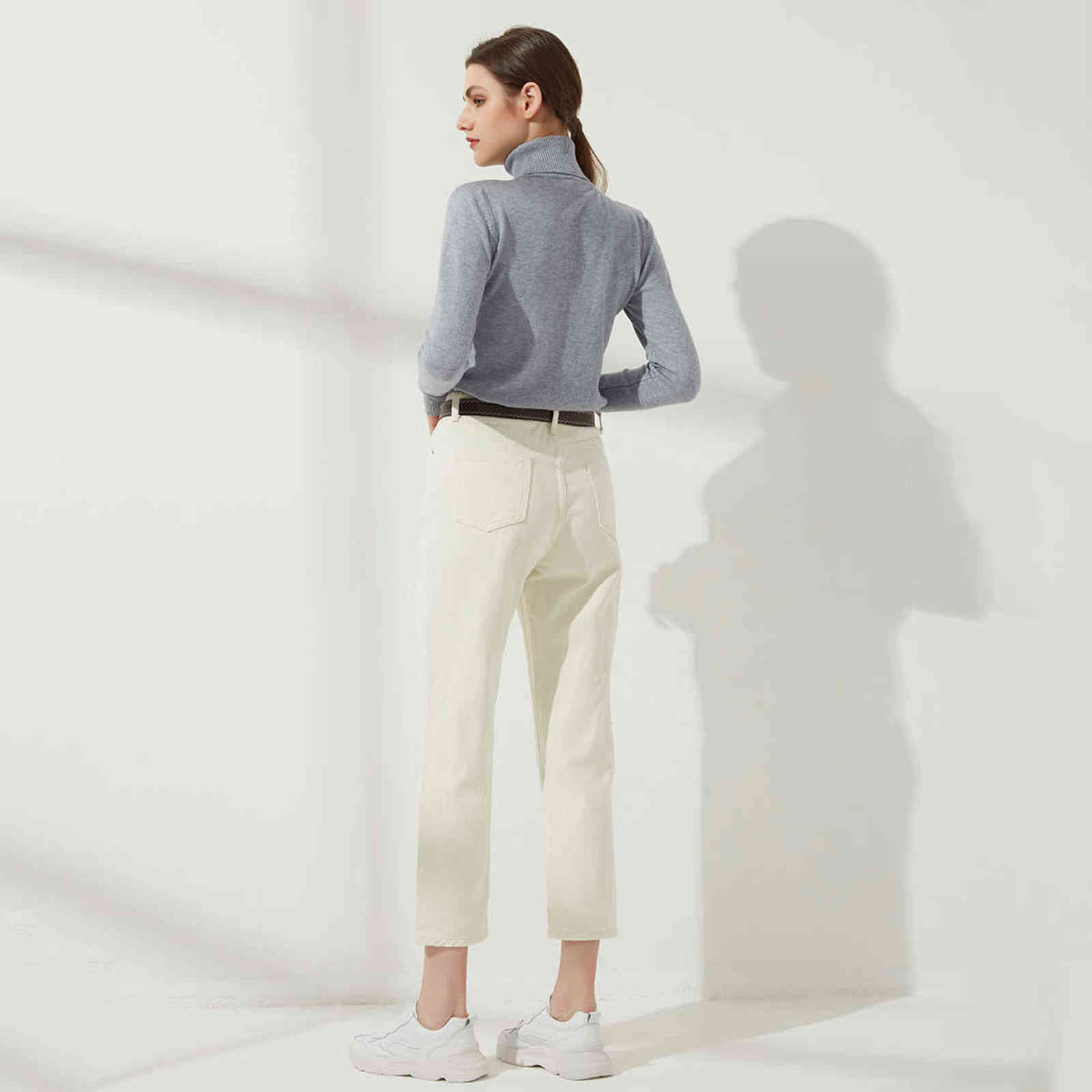 Wixra Womens Demin Pants With Sashes Streetwear Casual High Waist Loose Denim Jeans Buttons Pockets Femme Spring Autumn 211124Z