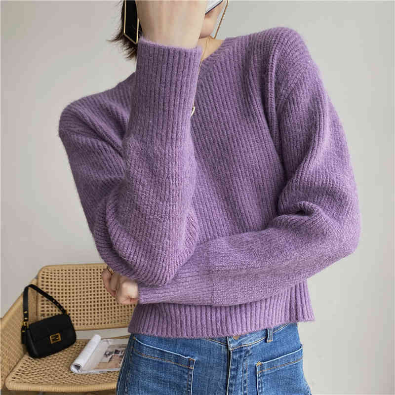 Spring Autumn OL Basic Short Pullover Tops Warm Winter Bottoming Sweater Women Elegant Knitted Sweaters 10 Color 210421