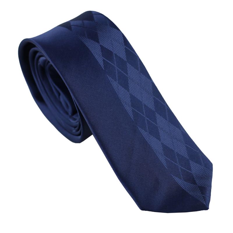 Bow Ties Coachella Navy Blue Half With Diamond Check Necktie Microfiber Men Skinny Tie 6cm