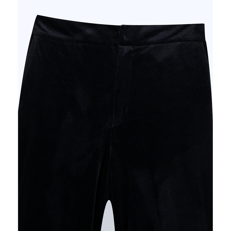 Vintage Straight Pants Women Fashion Velvet Solid Trousers Elegant Ladies Elastic Waist Long Pants Chic Pantalones 210520