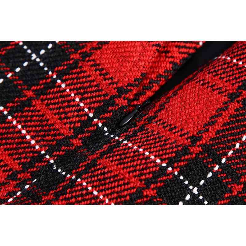 Vintage Women Elegant Tweed Shorts Spring-Autumn Fashion Ladies Red Plaid Patchwork Female Chic 210430