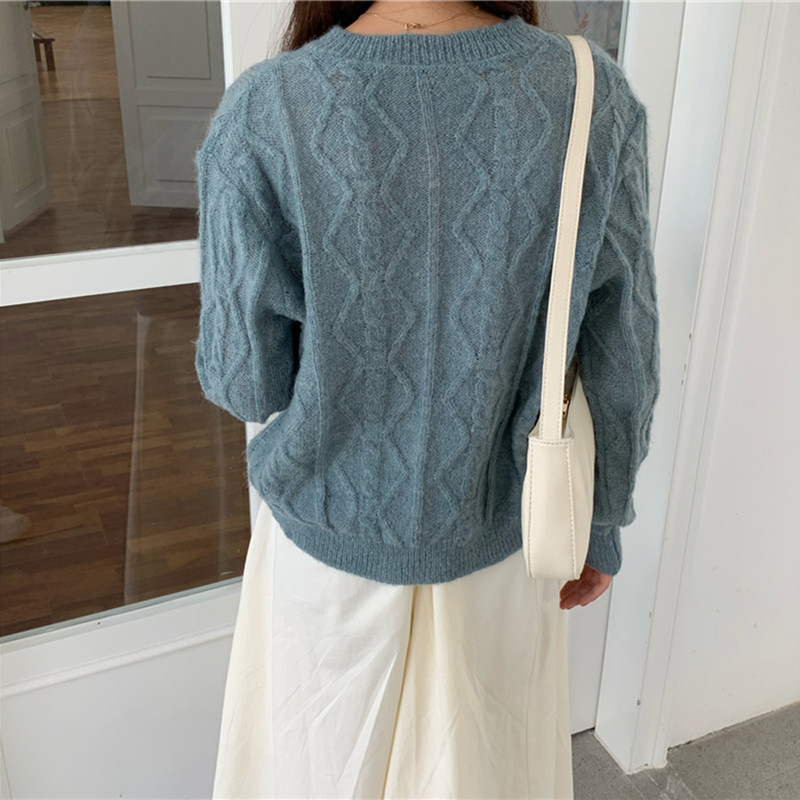 Comelsexy Korean Leisure Early Autumn Gentle Knitting Sweater Women Chic Fashion Versatile Loose Twist Lazy Sweater 210515