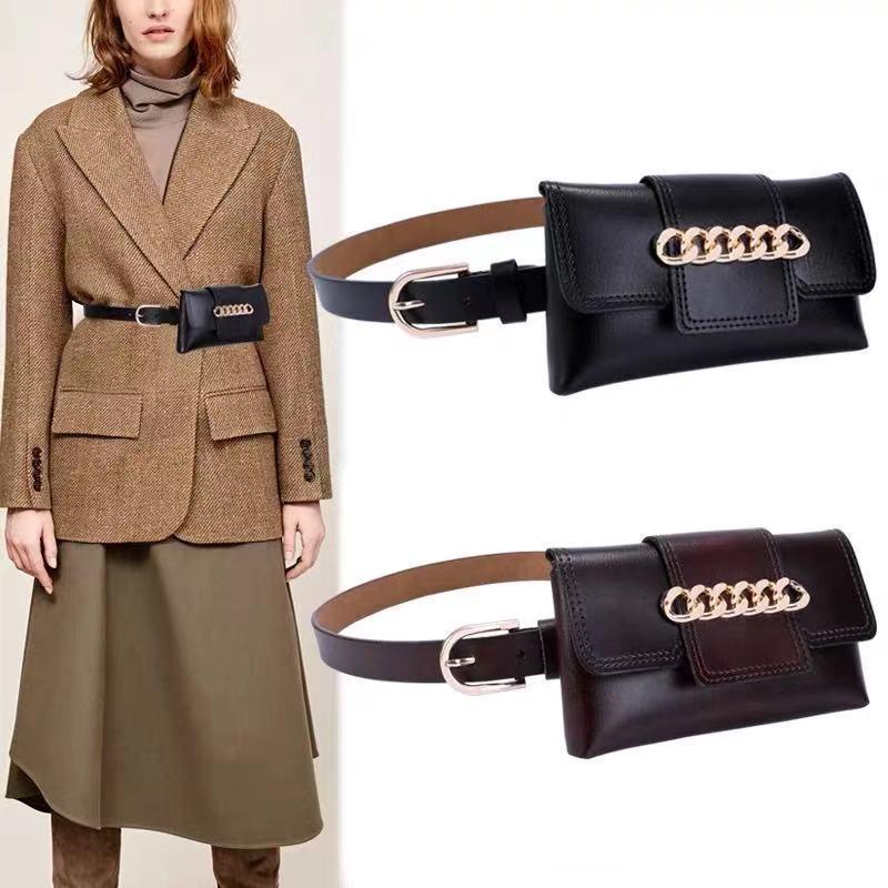 Belts Fashion Women's Leather Belt Cowhide Waist Bag Removable Chains Casual Waistband Black Wild Decorative Skirt Windbreaker
Belts Fashion Women's Leather Belt Cowhide Waist Bag Removable Chains Casual Waistband Black Wild Decorative Skirt Windbreaker