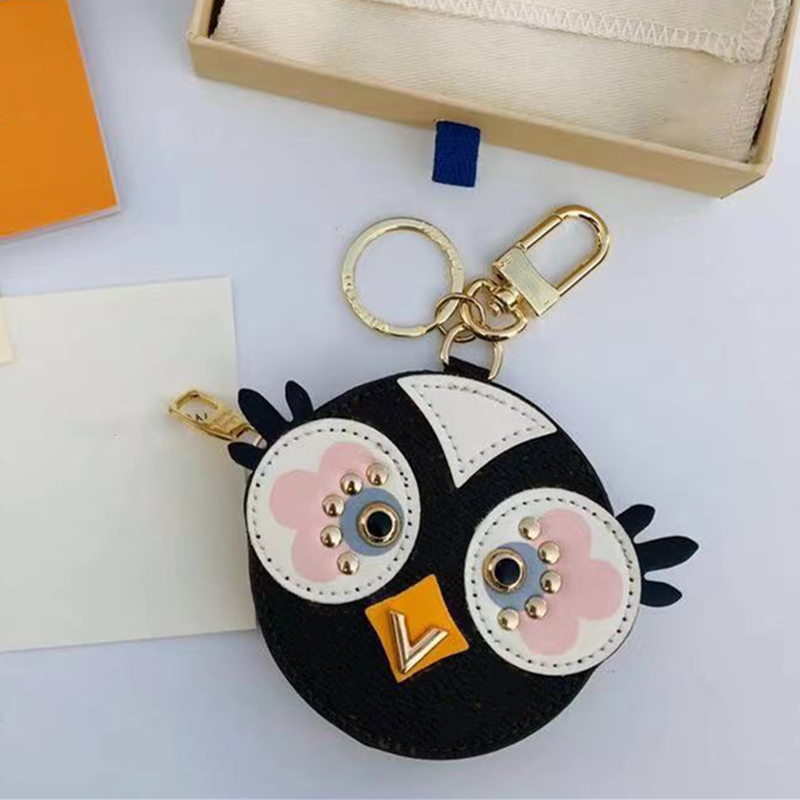 Cute Owl Keychains Designer Animal Fur Chick Car Keyring Chain Charms Leather Coin Cards Keys Holder Purse Zipper Pocket Bag Pendant with Bo