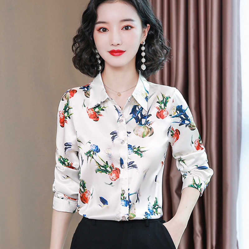 Heavyweight Silk Shirt Print Blouses Long Sleeve Elegant Woman Satin Floral Blouse Tops Plus Size 4XL 210604, White
Heavyweight Silk Shirt Print Blouses Long Sleeve Elegant Woman Satin Floral Blouse Tops Plus Size 4XL 210604, White