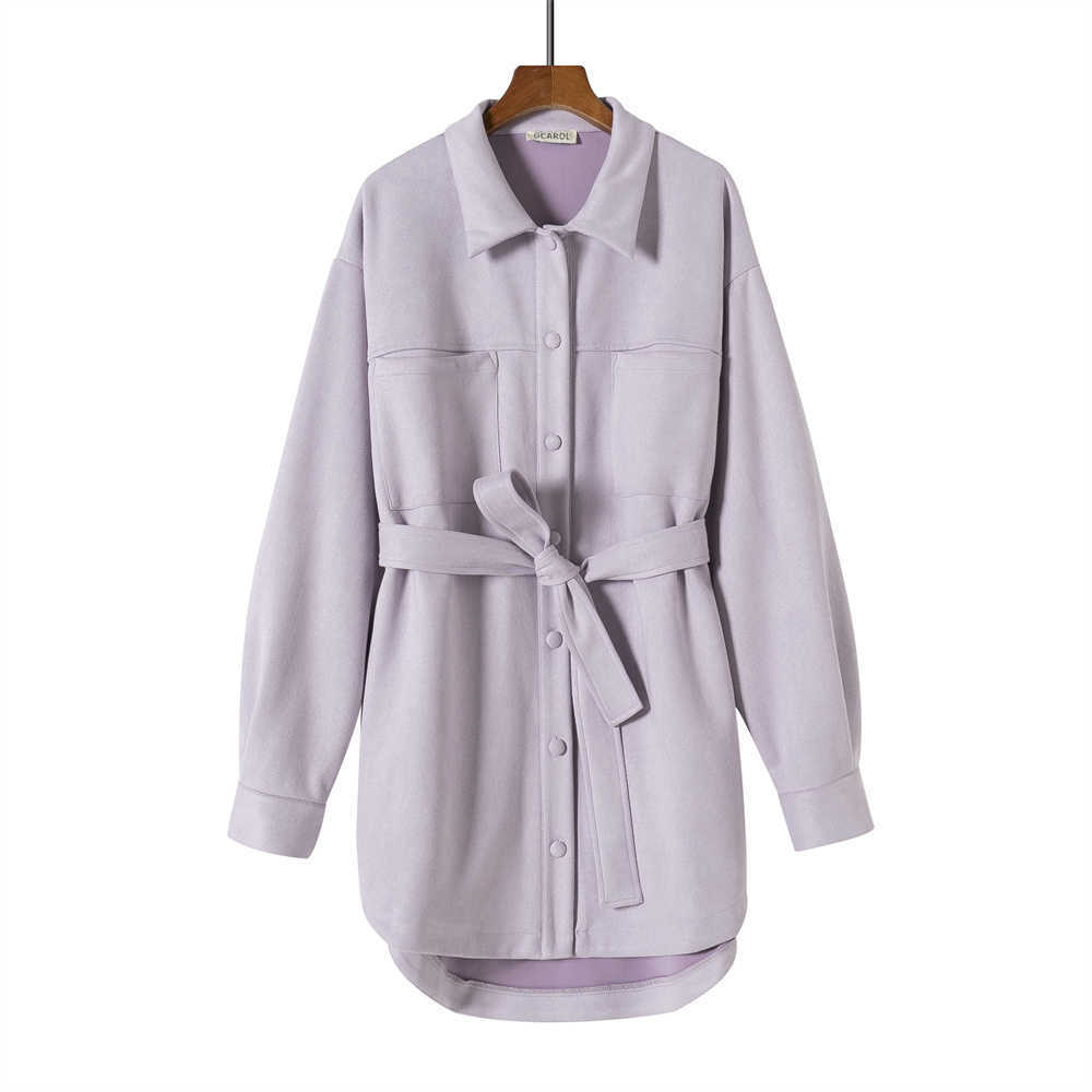 GCAROL Women Asymmetric Velvet Trench With Belt Single-breasted Drop Shoulder 2 Pockets Loose Medium Length Spring Autumn Winter 210820