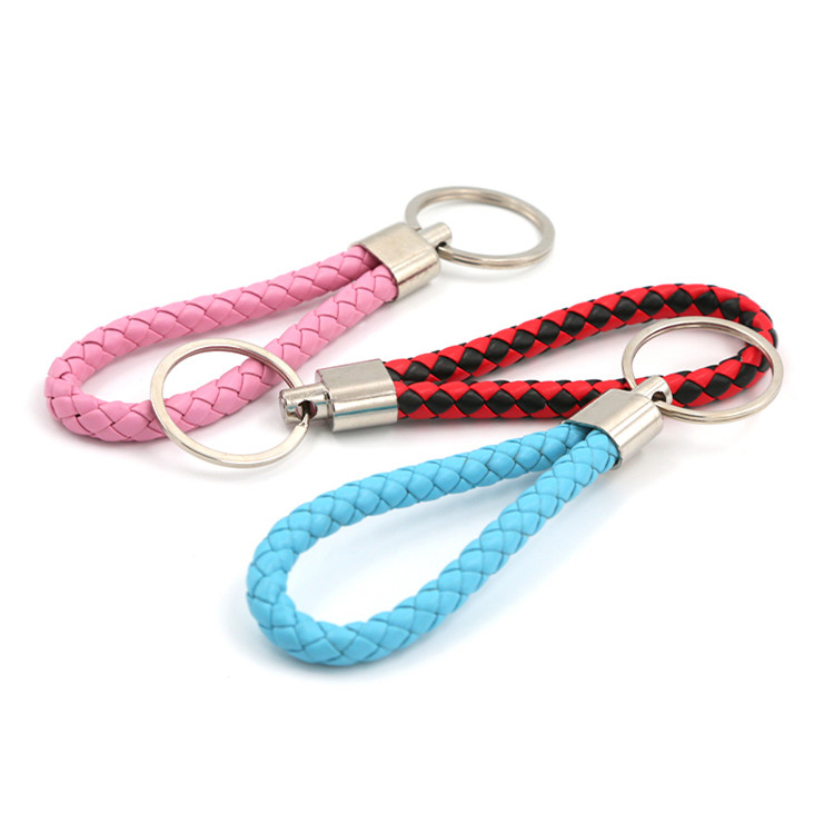 Fashion PU Leather Braided Woven Rope Key Rings Fit DIY bag Pendant Key Chains Car Keyrings Men Women Keychains Nice Promotion Gift Wholesale