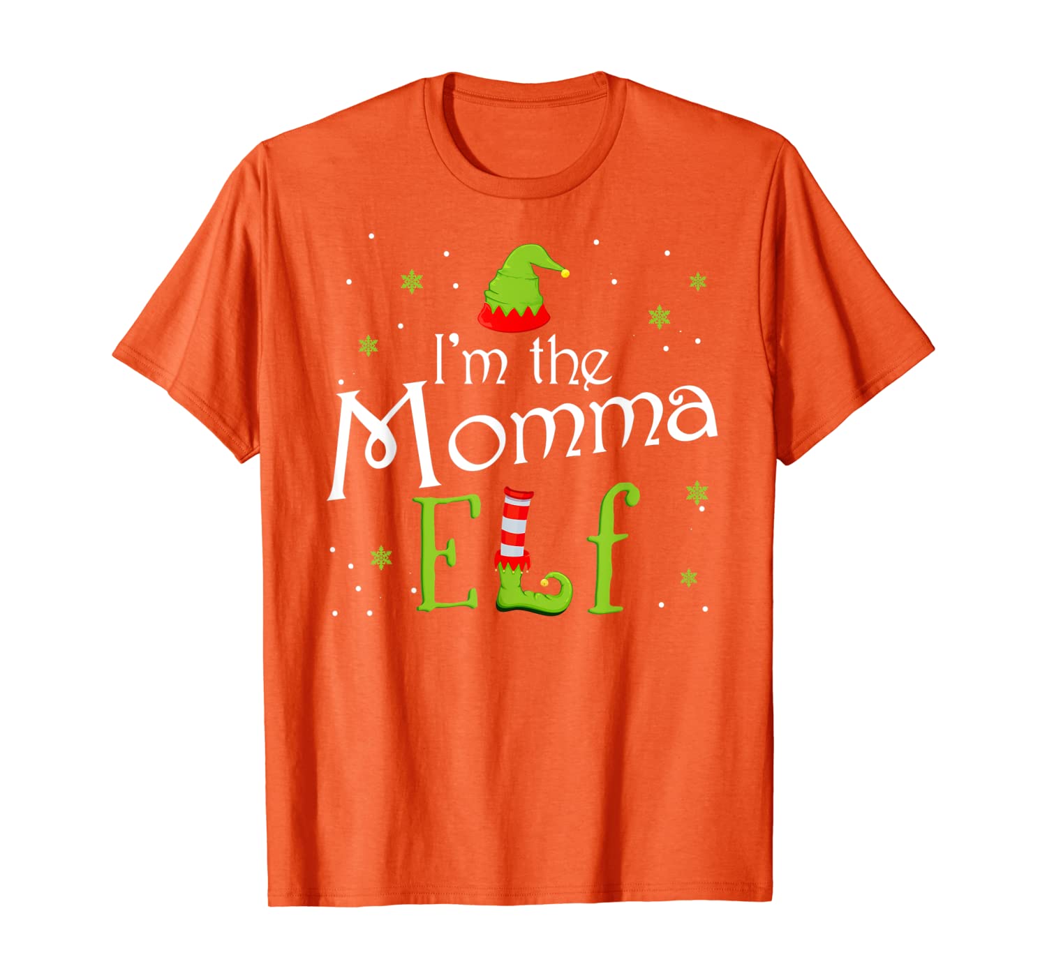 I'm The Momma Elf Funny Group Matching Family Xmas Mom Gift T-Shirt, White;black