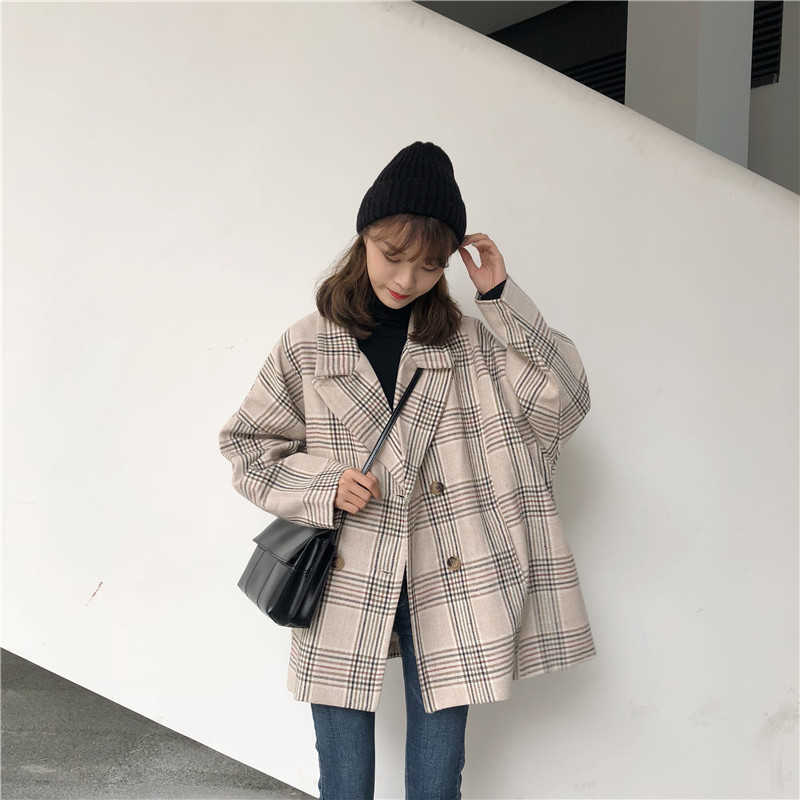 Women Autumn Winter Plaid Trench Coat Long Clothes Overcoat with Cotton Inside Plus Size Manteau Femme Casaco Feminino 210825