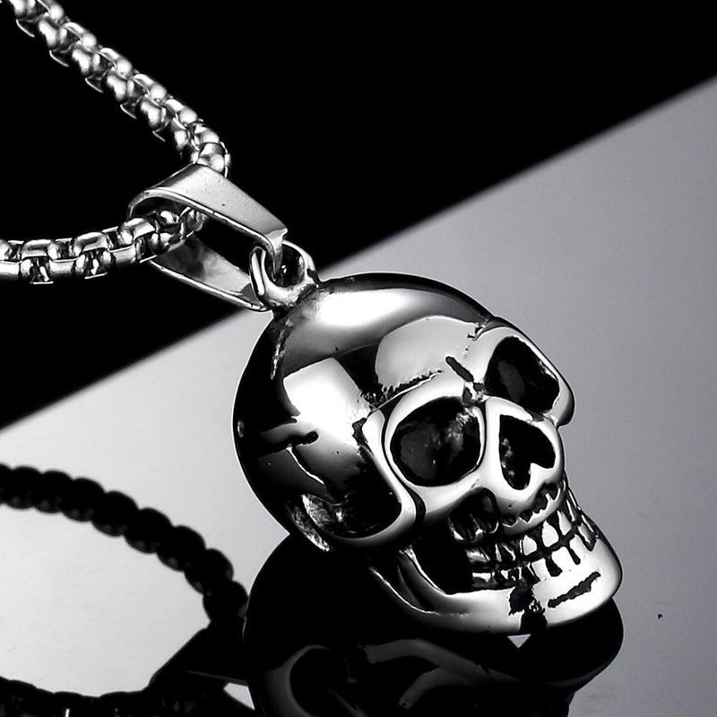 Pendant Necklaces Hip Hop Statement Jewelry Punk Stainless Steel Skull Necklace For Men Women Rock Halloween Gift Collar Dropship