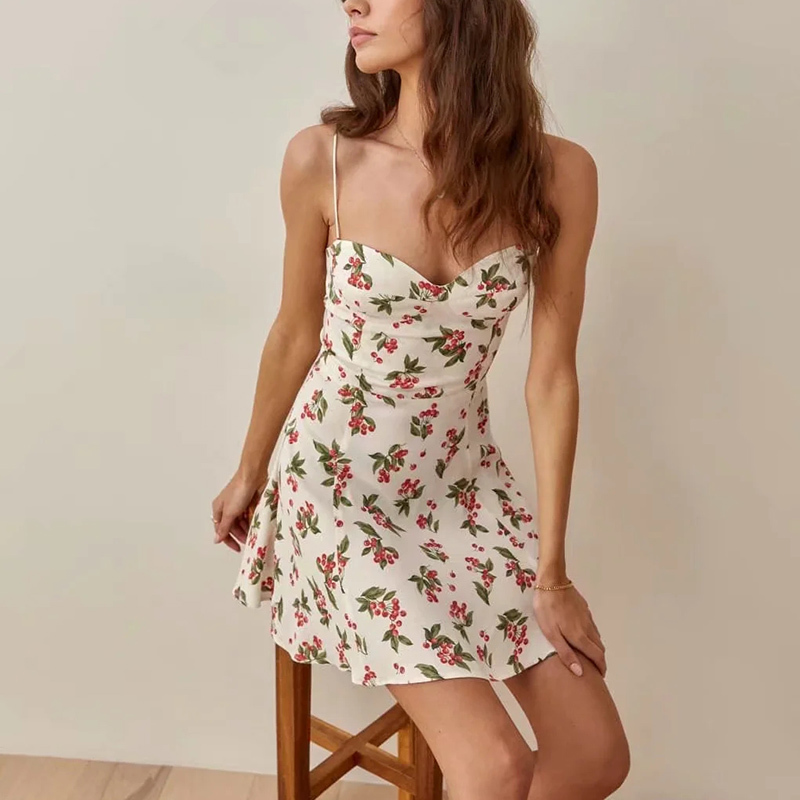 women Spaghetti Strap mini dress sleeveless print ruffled A-line pleated fashion Sexy female summer chiffon 210524, White
women Spaghetti Strap mini dress sleeveless print ruffled A-line pleated fashion Sexy female summer chiffon 210524, White