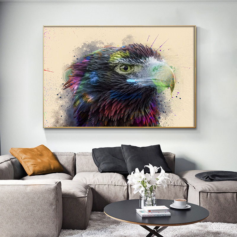 Modern Animal Decorative Painting HD Eagle Bird Art Picture Portrait Colorful Canvas Wall Decor Living Room Poster And Print