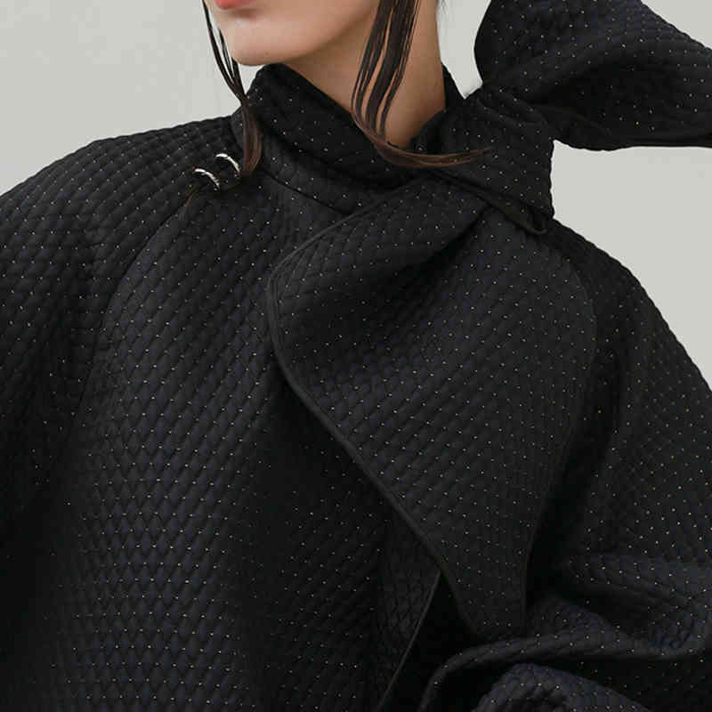 TWOTWINSTYLE Asymmetrical Patchwork Sequin Jacket For Women Flare Sleeve Casual Jackets Female Fashion Clothing Fall 210517