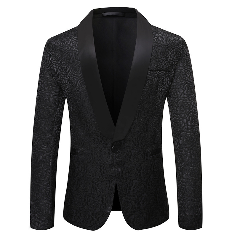 Men's Suits & Blazers Men shawl lapel jacket jacquard business banquet groom stage wedding singer host black dancer, White 
Men's Suits & Blazers Men shawl lapel jacket jacquard business banquet groom stage wedding singer host black dancer, White