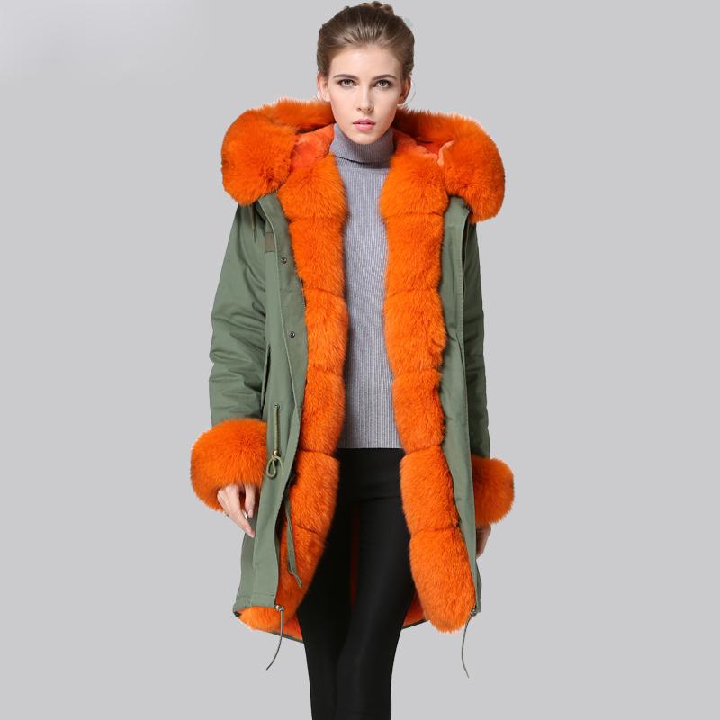 Women's Fur & Faux 2021 Black/Navy Green Est Women Winter Mr&mrs Collar,cuffs And Border Long Luxury Furs Coat