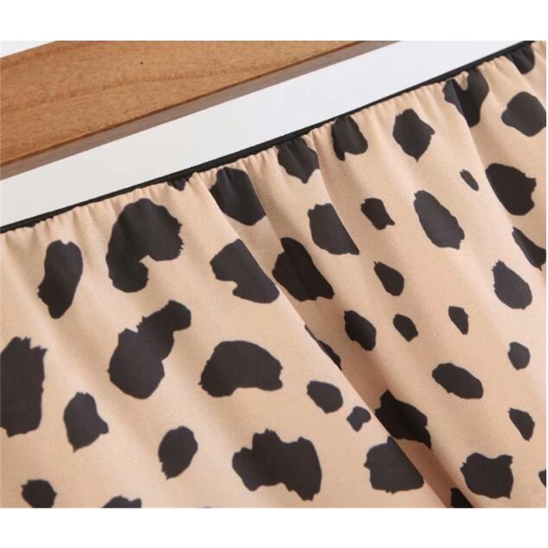 Retro High Waist Leopard Print Satin Skirt like Silk Summer Women Elastic Mid Long A-line Skirts Femme 210619