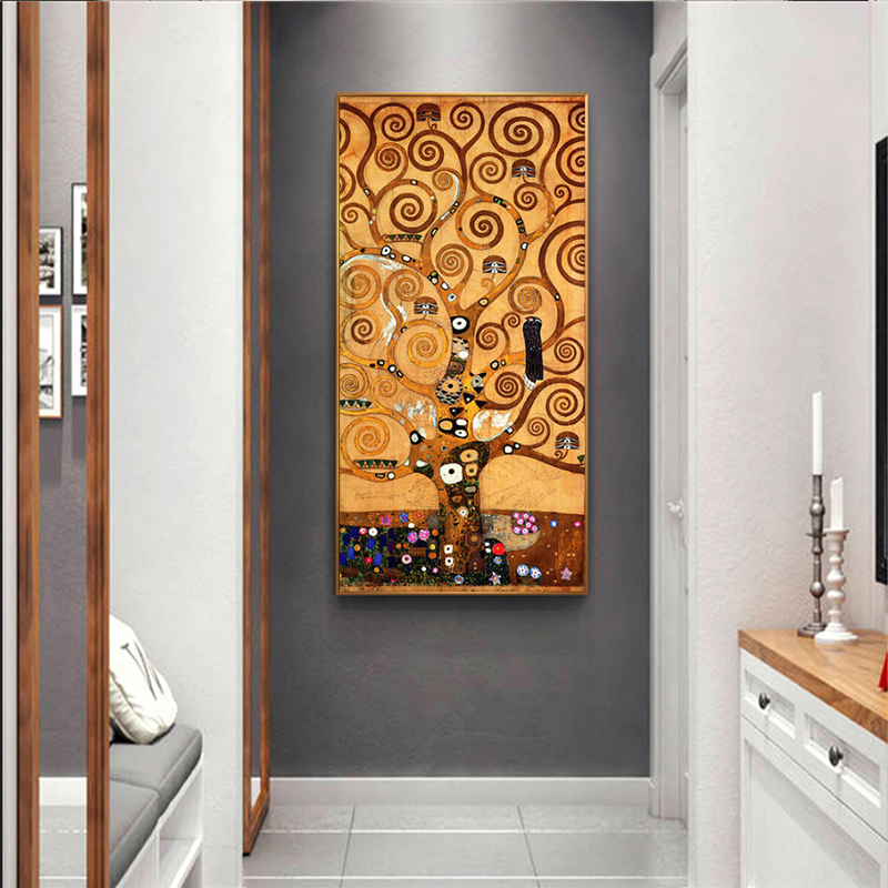 Gustav Klimt Kiss Life Tree Posters And Prints Wall Art Canvas Painting Picture For Living Room Hallway Home Decor