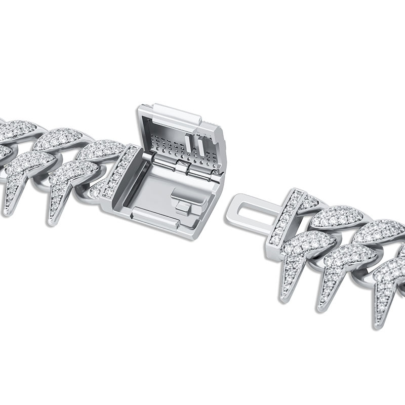 Solid Rivet Spike Thorns Cuban Miami Link Chain Bracelets Bangles for Men HIP Hop Jewelry Claw Setting AAA CZ Stone Rapper Punk Party Rock Grunge Jewe