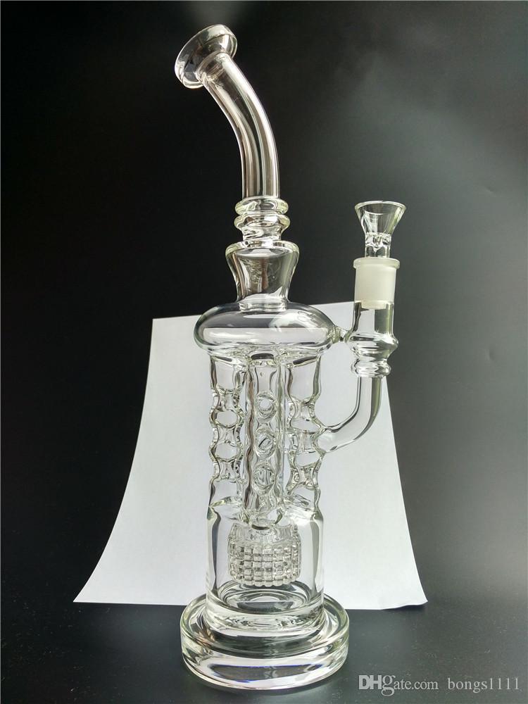 Image of FTK Glass Torus Bong Klein Oil Rig Recycler Smoking Water Pipe joint size 14.4mm 10 Inch Tall