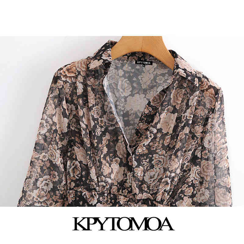 Women Fashion Metallic Thread Floral Print Cropped Blouses Long Sleeve Elastic Hem Female Shirts Chic Tops 210420