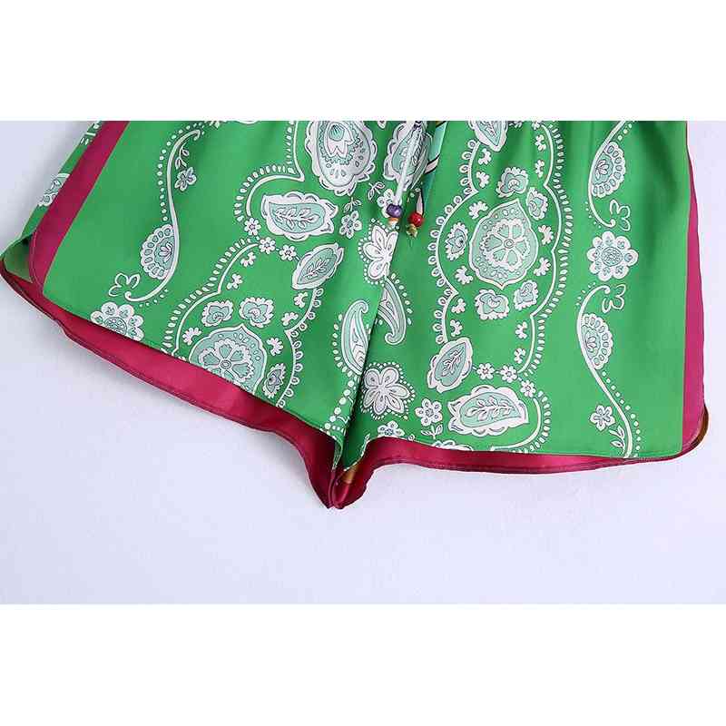 HWLZLTZHT Women Shorts Women Summer Print Loose High-Waisted Drawstring Casual Shorts Plus Size Woman Shorts Vacation 210625