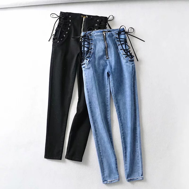 High Waist Hips Tight Jeans Female Sense Europe And The United States Spring and Summer Slim Feet Pants Nine 210428