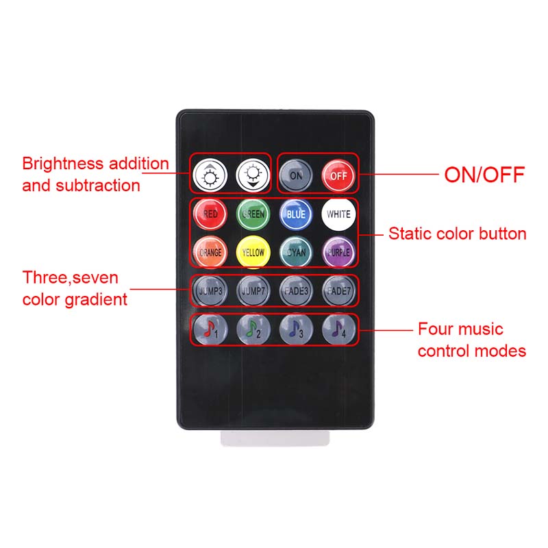 LED RGB Atmospheres Strip Light 24/36/48 LED-Wireless Remote Voice Control Foot Lamps Auto Decorative Atmosphere Lights Car Strips Lamp