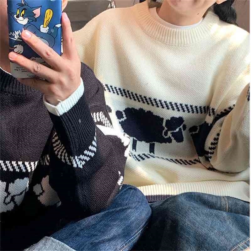 Harajuku Jumper Autumn Winter Knitted Sweater Pullover Women Cartoon Print Ins Cute Sweaters Pull Femme 210519