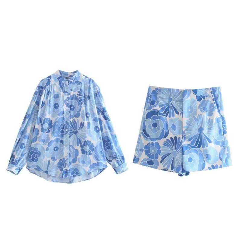 European and American Summer Products Women' Printed Shirt + High Waist Flower Shorts 2-Piece Set 210525 
European and American Summer Products Women' Printed Shirt + High Waist Flower Shorts 2-Piece Set 210525