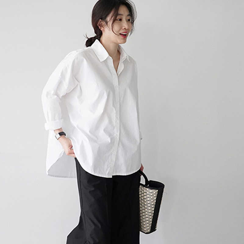 Solid Shirt Women's Style All-match Spring and Autumn Casual Front Short Back Full Loose White Women Blouse 210615, Black
Solid Shirt Women's Style All-match Spring and Autumn Casual Front Short Back Full Loose White Women Blouse 210615, Black