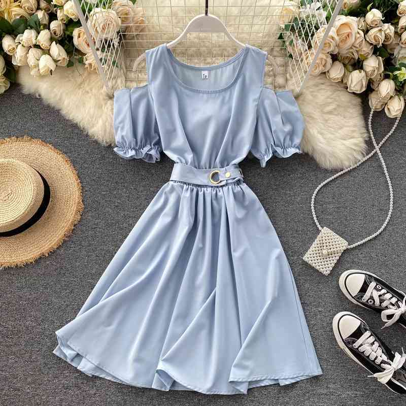 Slim Sexy Off Shoulder Summer Short Tie Dress Vestido De Festa Women Party High Waist Dress Casual A-line Dresses 210521