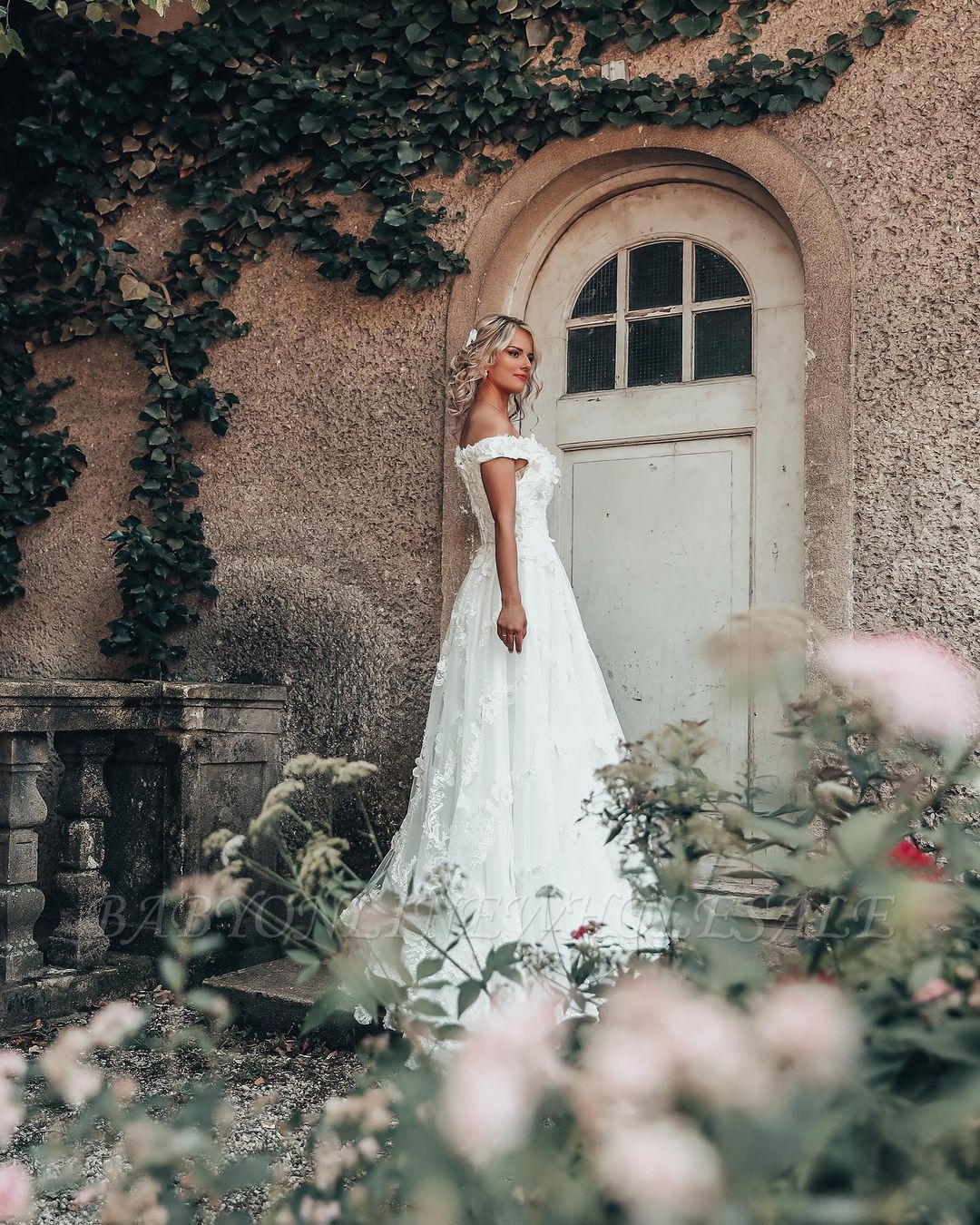 2021 Modern Wedding Dresses Long-Sleeve Lace Tulle A Line Chiffon Chic Bridal Gowns Sweep Train Vestidos De Novia Beach Wedding Dress