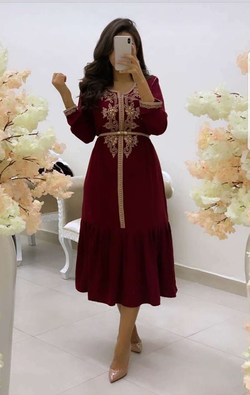 royal blue Moroccan Kaftan short Formal Evening Dress Gold Lace Appliques long sleeves tea length Arabic Muslim Dress Dubai Special Occasion Dresses