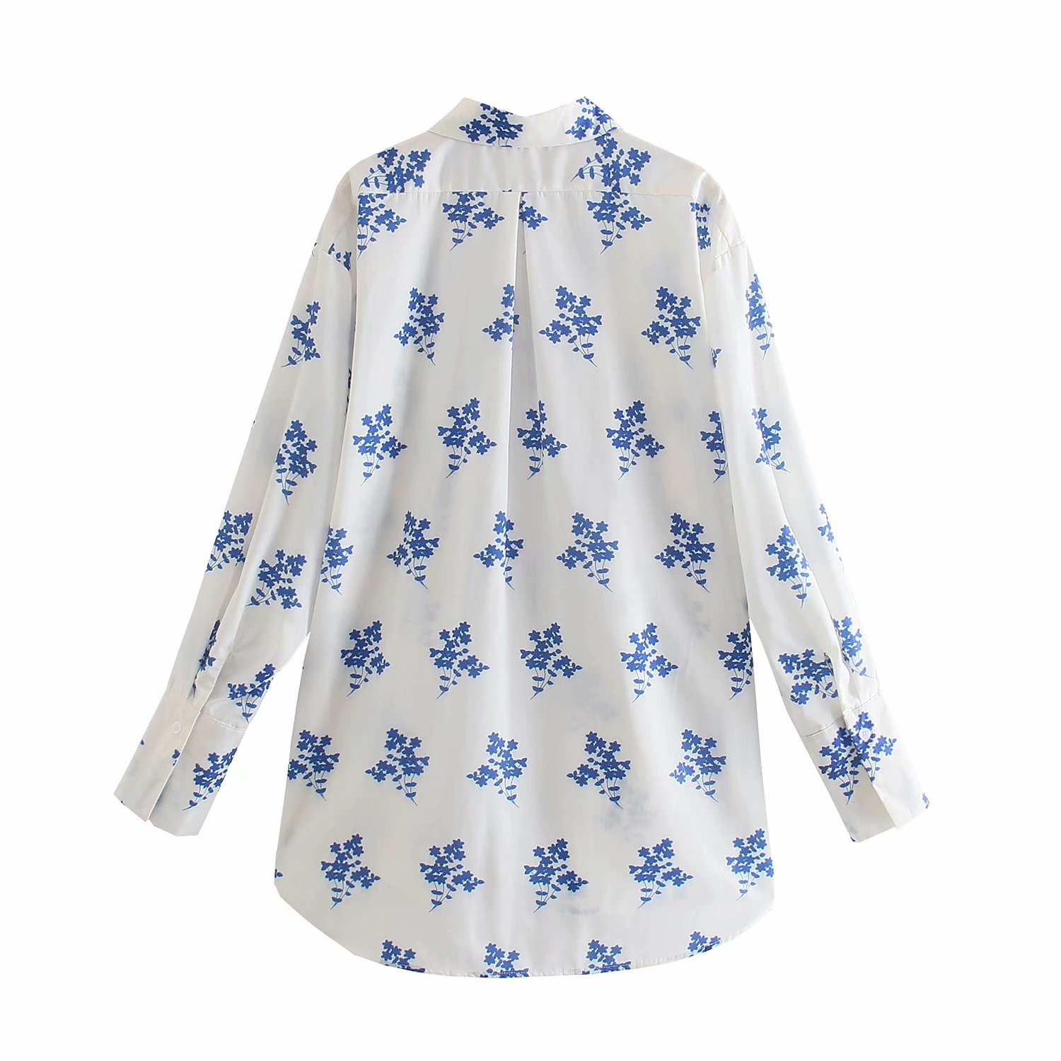 Summer Women Floral Printed Shirt Buttoned Long Sleeves Chic Lady Fashion Casual Clothes 210517