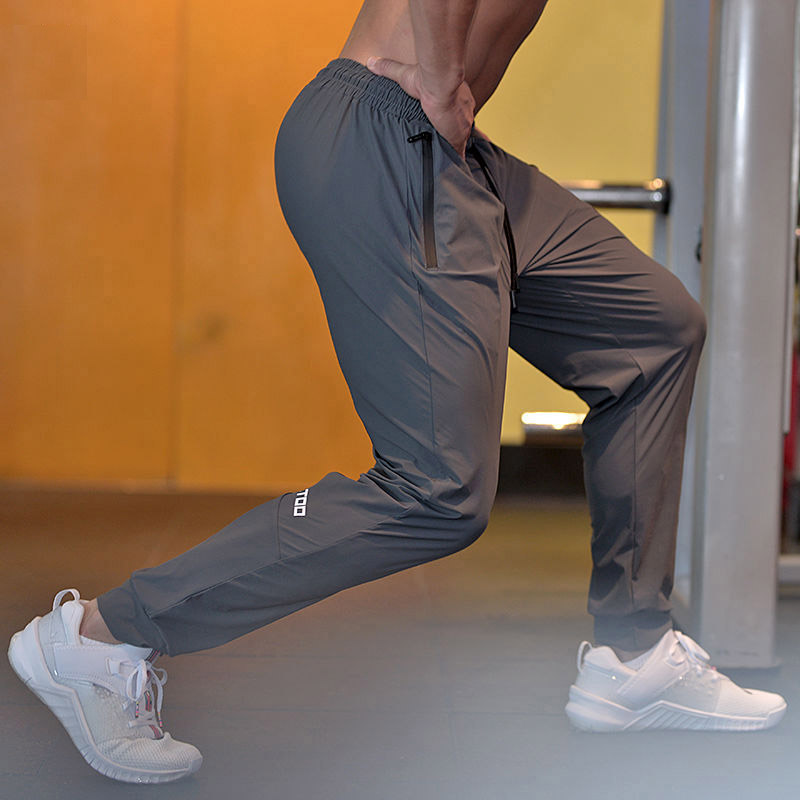 Men Running Pants Soccer Training = With Zipper Pockets Jogging Fitness Gym Pants Workout Sport Pants