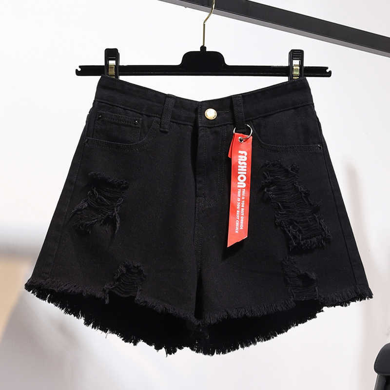 TIGENA High Waist Denim Shorts Women Summer Pocket Tassel Hole Ripped jeans Female Femme Pants 210714