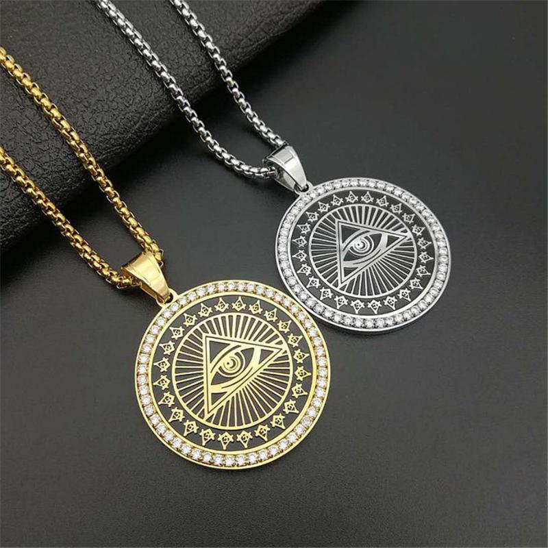Pendant Necklaces Drop Hip Hop Stainless Steel All Seeing Eye Of Providence Pendants For WomenMen Iced Out Masonic Jewelry