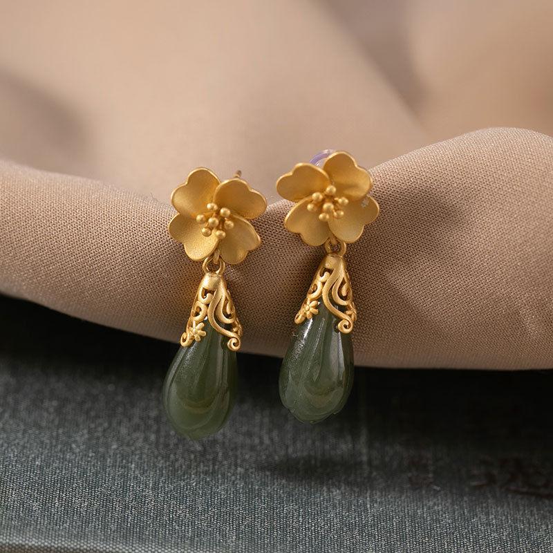 Dangle & Chandelier Natural Hetian Jasper Orchid Earrings Chinese Retro Elegant Light Luxury Fairy Charm Accessories Women's Brand Jewelry, Silver
Dangle & Chandelier Natural Hetian Jasper Orchid Earrings Chinese Retro Elegant Light Luxury Fairy Charm Accessories Women's Brand Jewelry, Silver
