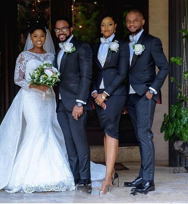 Mermaid Wedding Dresses Bridal Gown With Overskirt Long Sleeves Scoop Neck Tulle Lace Applique Beaded Custom Made Plus Size African Dubai Vestidos 666