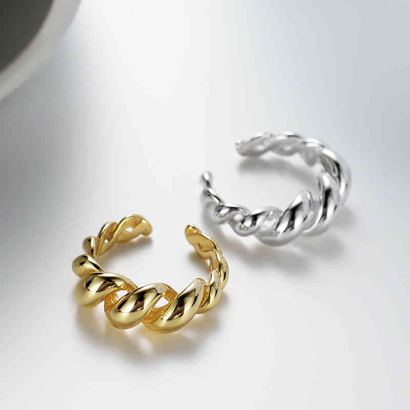 Korean Double-layer 925 Pure Silver Rope Twist Ring, Simple and Luxurious Punk Ring