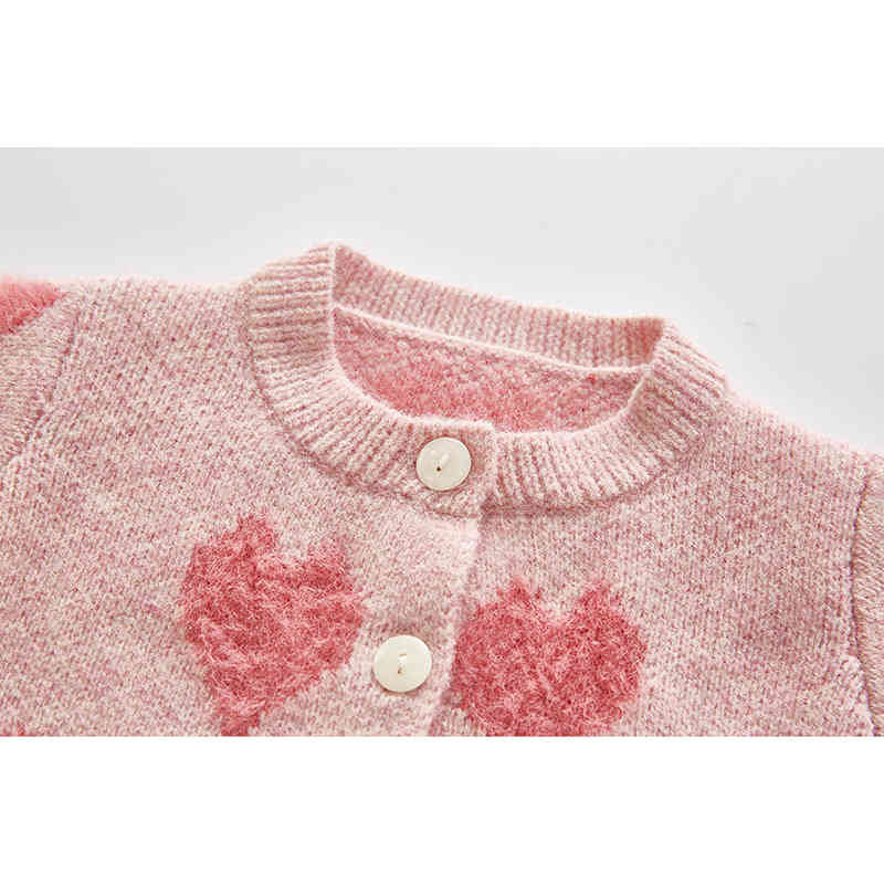 Spring Autumn Infant Baby Girls Knit Long Sleeve Loving Heart Coat + Braces Rompers Clothing Sets Kids Boy Girl Suit Clothes 210429