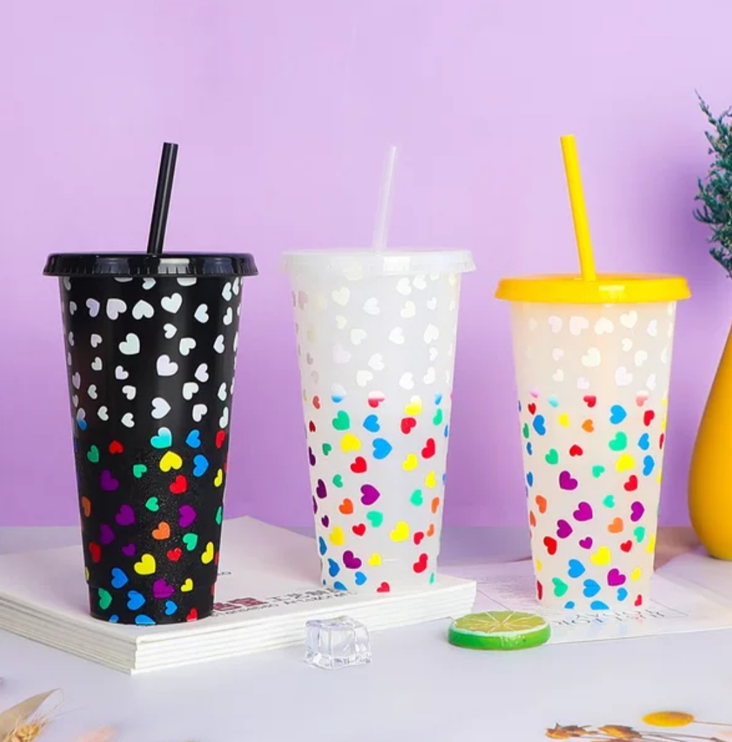 Creative love color changing cup 240oz/710ml PP Tumblers beverage cold blue plastic water single changing straw manufacturers process 50pcs DHL, Customize
Creative love color changing cup 240oz/710ml PP Tumblers beverage cold blue plastic water single changing straw manufacturers process 50pcs DHL, Customize