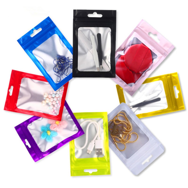 8 Colors General Matte Aluminum Foil Zip Lock Gift Bags Frosted Window Resealable Jewelry Trinkets Tea Snack Candy Wedding Party Gifts Hanging Display