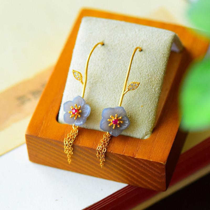 Dangle & Chandelier Natural Hetian Ash Jade Small Flower Earrings Chinese Style Retro Delicate Tassel Daimeng Fairy Brand Silver Jewelry
Dangle & Chandelier Natural Hetian Ash Jade Small Flower Earrings Chinese Style Retro Delicate Tassel Daimeng Fairy Brand Silver Jewelry