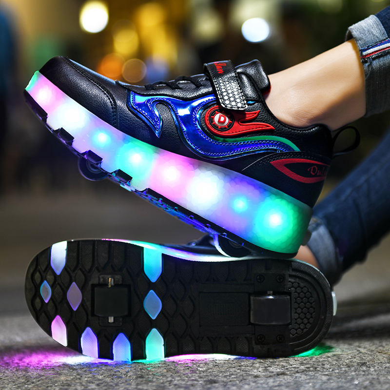 Size 28-43 Glowing Wheel Shoes For Kids Roller Skate Shoes With Lights Children Boys Girls USB Charged Luminous Shoes With Wheel, Black
Size 28-43 Glowing Wheel Shoes For Kids Roller Skate Shoes With Lights Children Boys Girls USB Charged Luminous Shoes With Wheel, Black