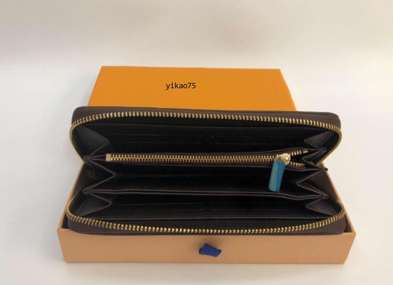 

Single zipper wallet fashionable money card coin purse men's leather designer wallet card holder, long business women's wallet, Black lattice