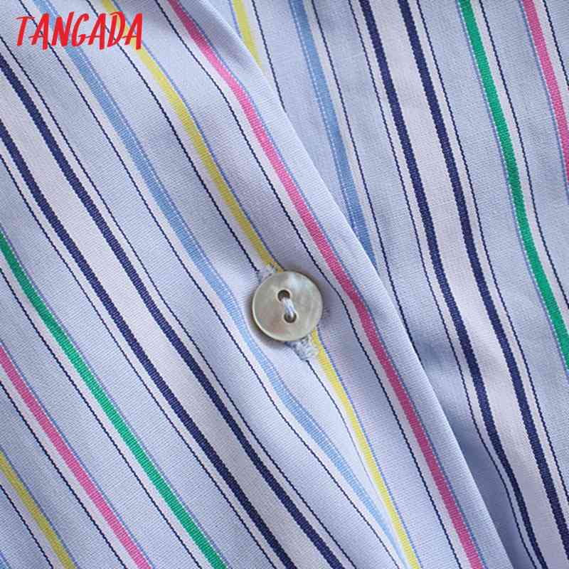 Women Retro Striped Crop Bow Chic Female High Street Shirt Tops JE20 210416
