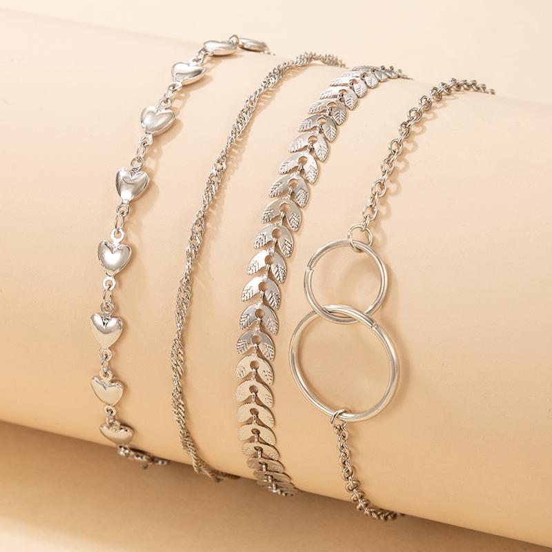 Charm Bracelets Simple Hollow Round Anklets For Women Silver Color Geometry Love Heart Arrow Metal Foot Chains Jewelry 4pcs/set 18798, Golden;silver
Charm Bracelets Simple Hollow Round Anklets For Women Silver Color Geometry Love Heart Arrow Metal Foot Chains Jewelry 4pcs/set 18798, Golden;silver